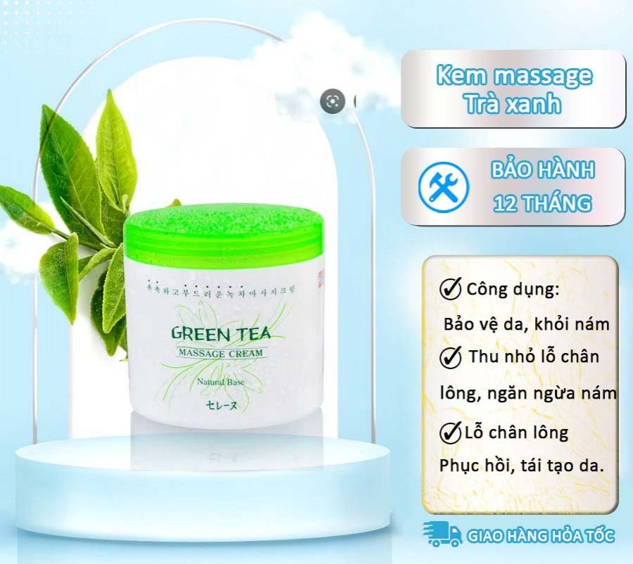 Kem massage trà xanh hàn quốc kem masa mặt, chính hãng 100% dùng trong spa tmv