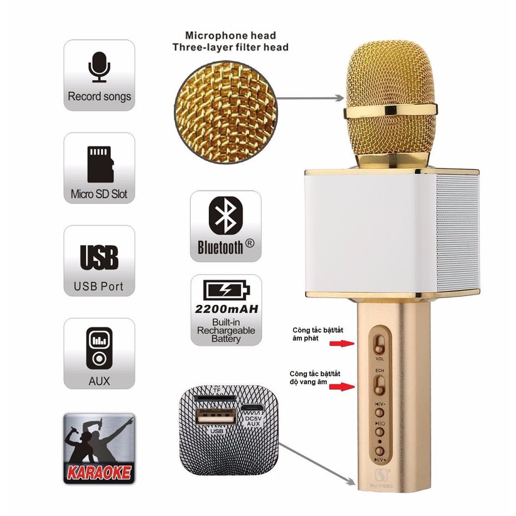 Micro karaoke bluetooth sdrd sd-12l chính hãng có ledmic karaoke kèm loa di động loa hát karaok kèm micmic hát karaok kết nối với điện thoại mic hát karaoke loa to âm vang echo chuẩn