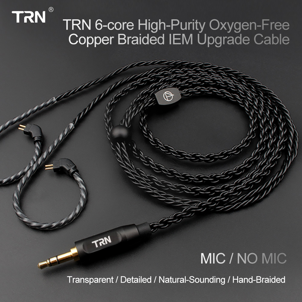 Cáp tai nghe HIFI TRN A3 6 lõi bện mạ bạc kết nối MMCX 2Pin cho TRN V90