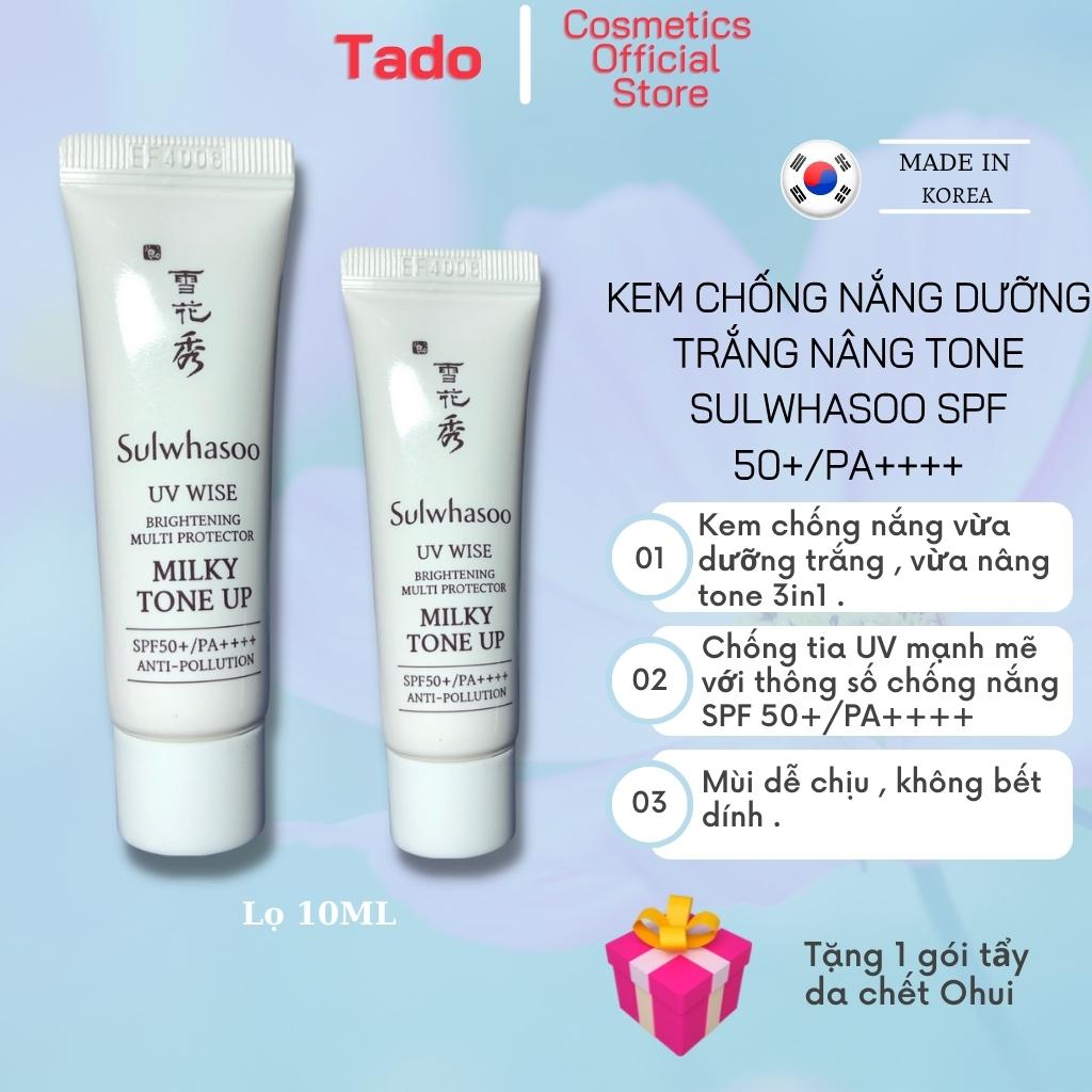 Kem chống nắng Sulwhasoo DƯỠNG TRẮNG cao cấp Sulwhasoo Uv White Milky Tone Up SPF 50+ Pa++++ - Tuýt 10ml , nâng tông trắng hồng , cải thiện sắc da - Tado Cosmetics Store