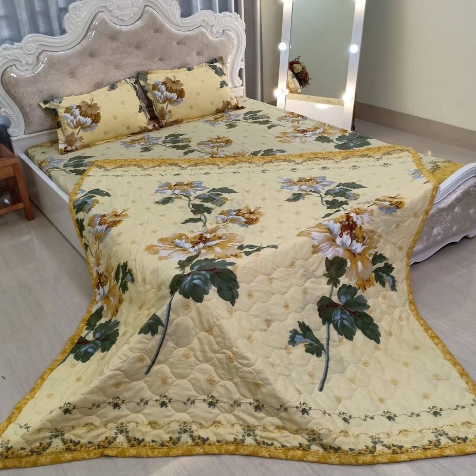 Bộ Chăn Ga Gối Cotton Poly - Cúc Vàng , Chất Liệu Bền Đẹp Nhiều Kích Thước , CA Bedding - Decor