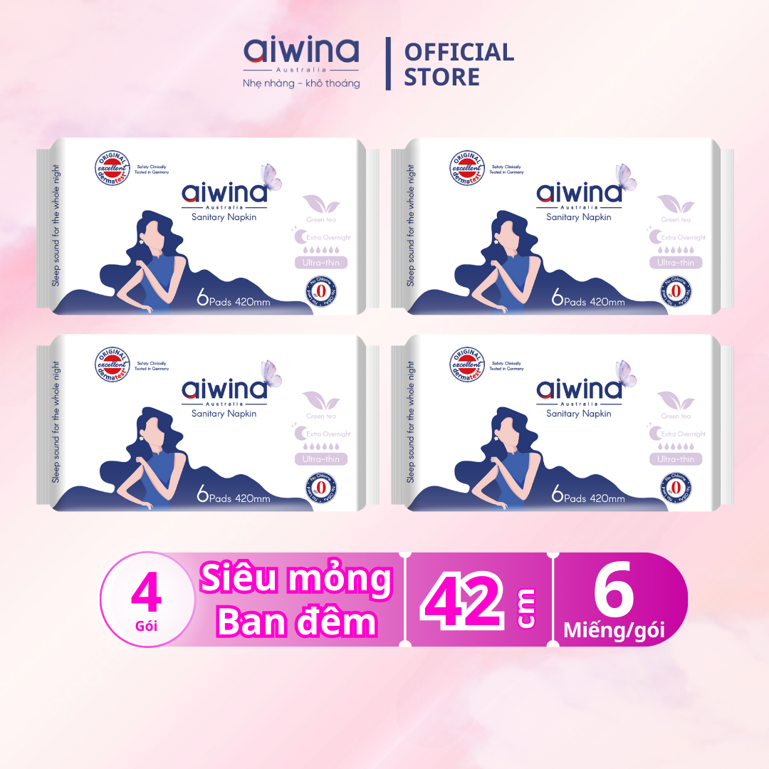 Aiwina 4 pack ultra-thin 42cm wing night vision sanitary napkin disposal 6