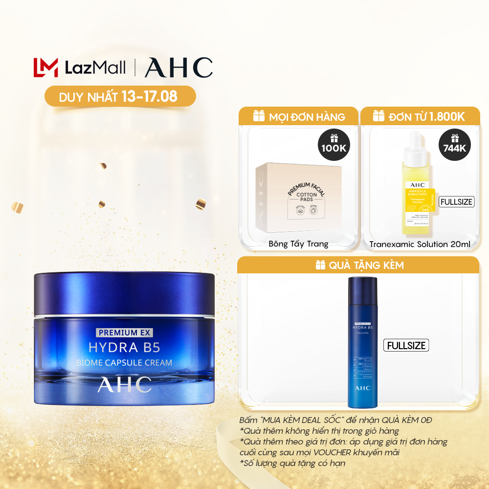 Kem dưỡng ẩm làm dịu và phục hồi biome b5 - ahc premium ex hydra b5 biome capsule cream 50ml