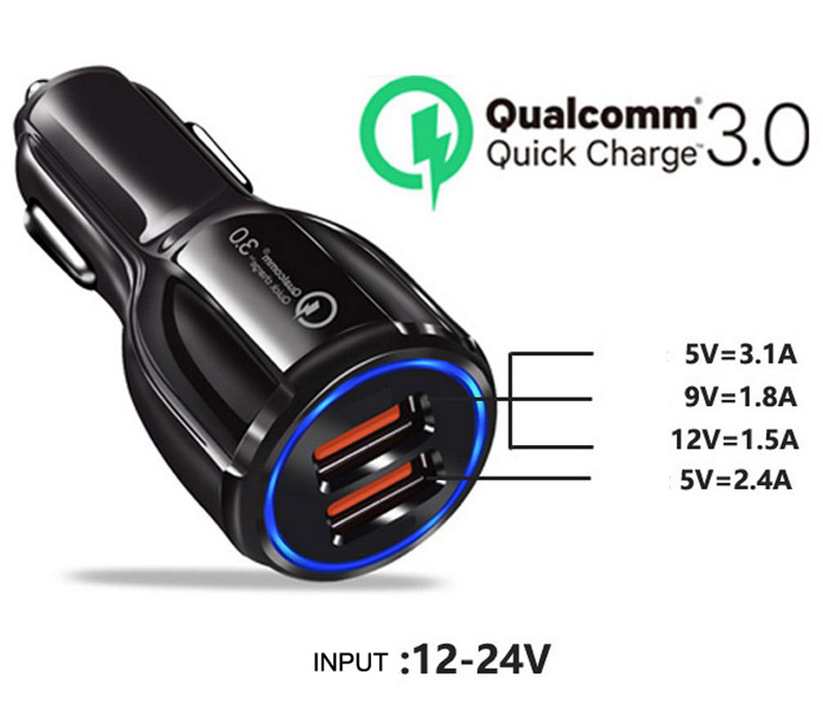 [HCM]Sạc Xe Hơi  Cốc Sạc Nhanh Ô Tô 2 cổng USB 3.1A Quick Chagre 3.0 Xe Hơi  BKS2U Xịn Bảo Hành 12 Tháng