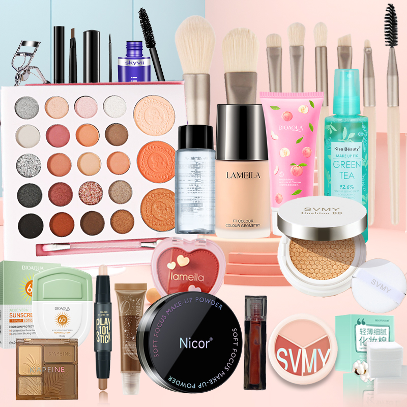 [Quà tặng có thời hạn]20 pcs Bộ mỹ phẩm trang điểm hoàn chỉnh set người mới bắt đầu không thấm nước nữ sinh viên trang điểm nhẹ tự nhiên