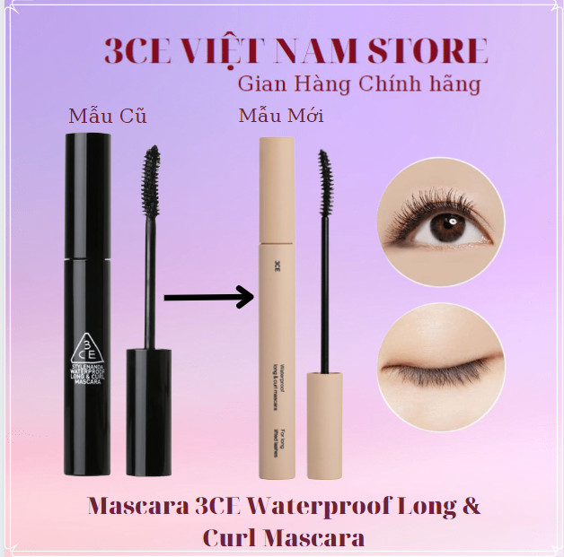 Mascara Chuốt Mi 3CE Waterproof Mega Volume & Long Curl Mascara 7.5g