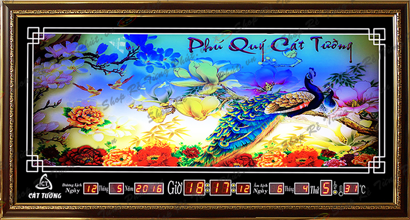 Đồng hồ Lịch Vạn Niên điện tử  - Phú Quý 86310 (KT 86x45x7cm)_Có 2 Loại (Không Remote Đèn và Có Remote Đèn)