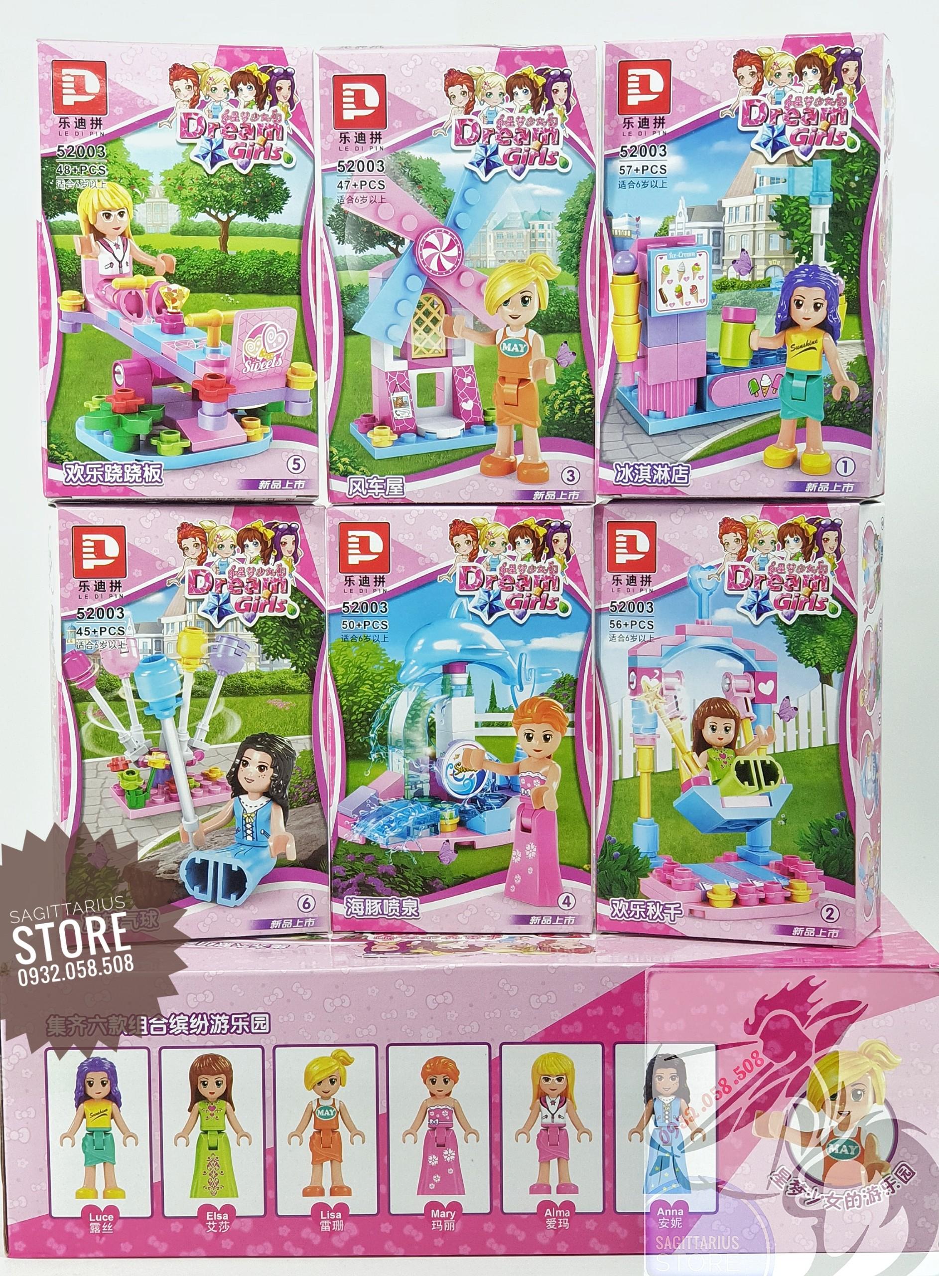 [HCM]Bộ 6 Hộp Minifigures Lego Friend LeDiPin 52003 Lắp Ráp Công Viên Giải Trí ( Đủ 6 Mẩu - 303 Mảnh )