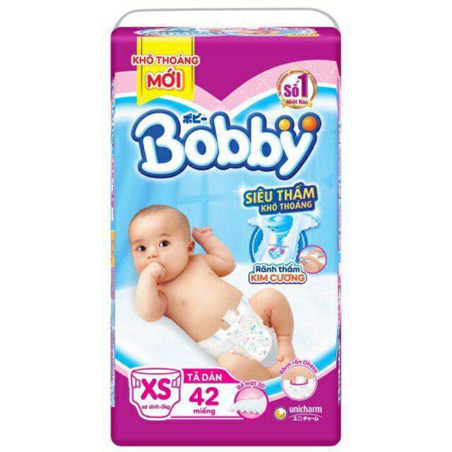 Tã dán sơ sinh bobby xs42 tặng 4 tả quần cỡ s