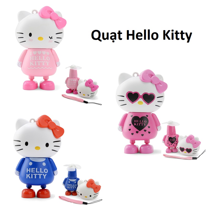 Quạt cầm tay Hello - Kitty, quạt 3 cánh Hello - Kitty dùng pin sạc cực mát, Quạt mini, Quạt mini cầm tay, Quạt mini sạc điện, Quạt tích điện - Giao màu ngẫu nhiên
