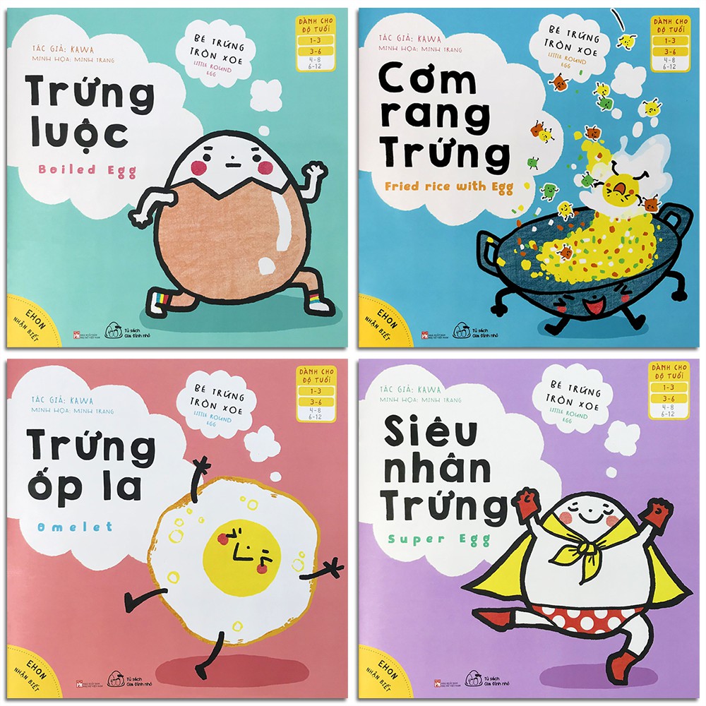 Sách - Ehon Nhận Biết - Bé Trứng Tròn Xoe (Bộ 4 Quyển, Lẻ Tùy Chọn) - Bộ 4 Quyển
