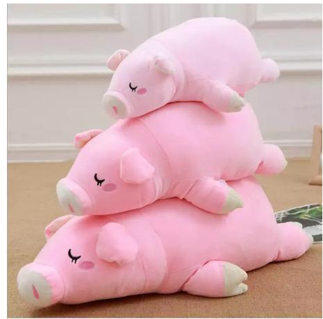 Gối ôm nhồi bông hinh chú heo màu hồng kích thước 70cm đến 120cm