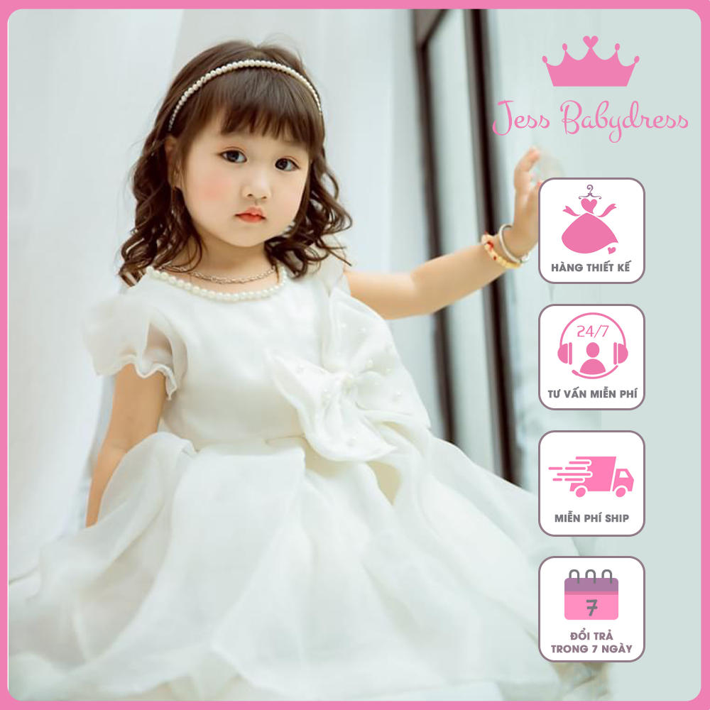 Váy công chúa JessBaby J11 5 màu, đầm cho bé, cộc tay, dáng dài, chất liệu voan Hàn, đầm công chúa, váy công chúa