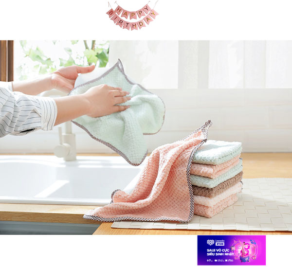 BỘ 10 Khăn lau đa năng siêu tiện lợi, mềm mịn, thấm hút tốt dùng để lau bát đĩa, bếp, bàn ghế