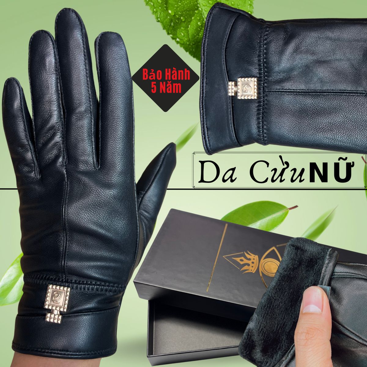 Găng Tay Da Cừu Nữ Cao Cấp Mỏng Nhẹ Lót Lông Đi Mưa Thoải Mái, Dễ Lái Xe - Không Bong Nổ - Bảo Hành Da Thật 5 Năm KG.24