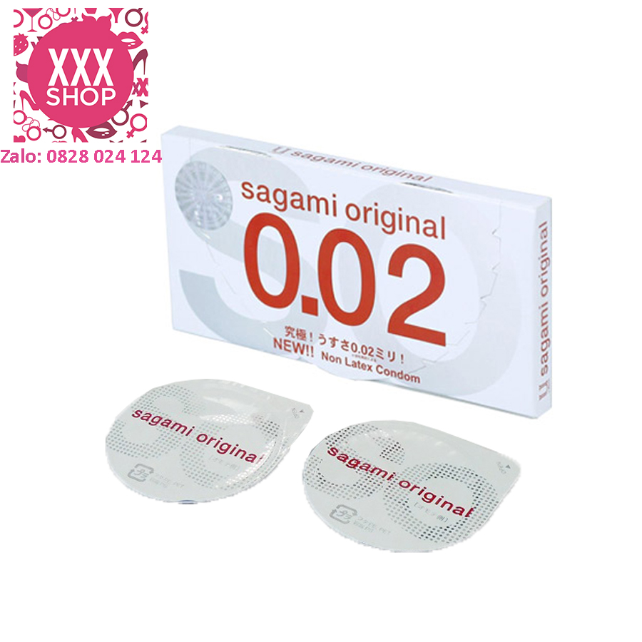 Bao cao su sagami original 0.02 siêu siêu mỏng 0.02 mm - hộp 2 cái