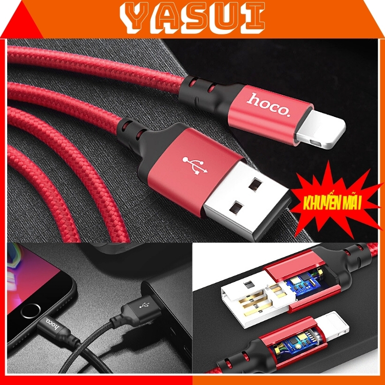 Dây sạc iphone chính hãng hoco x14 gồm cáp lightning và cáp type-c micro usb sạc nhanh cho điện thoại iphone samsung