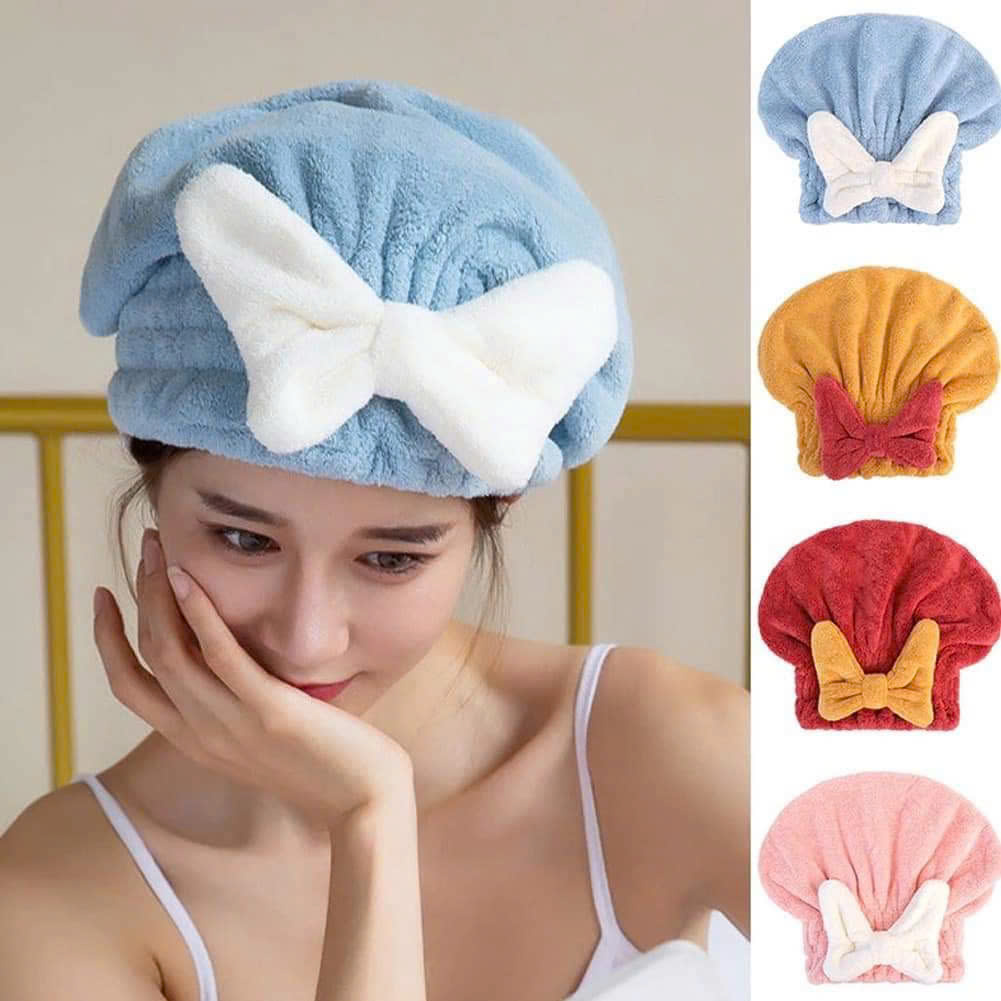 Khăn quấn ủ tóc lau khô - khăn quấn lau khô tóc hình nơ