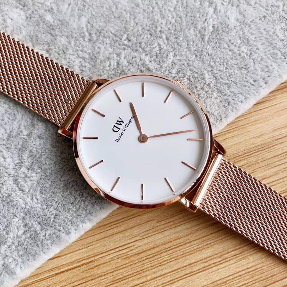 Đồng hồ DW cặp đôi nam nữ dây thép lưới sang trọng