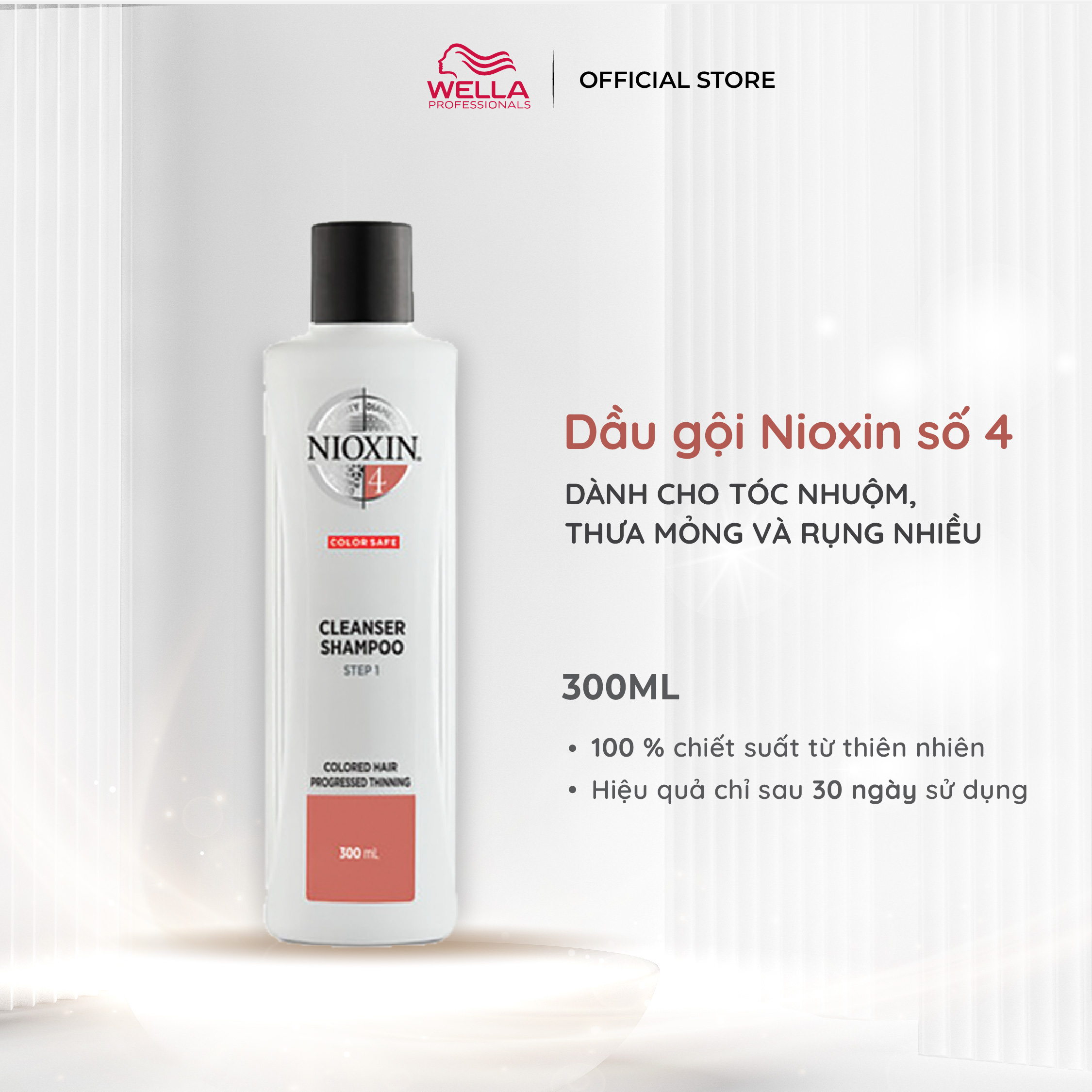Dầu Gội Nioxin 4 Dành Cho Tóc Nhuộm, Thưa Mỏng Và Rụng Nhiều Trong Thời Gian Dài Cleanser Shampoo Colored Hair