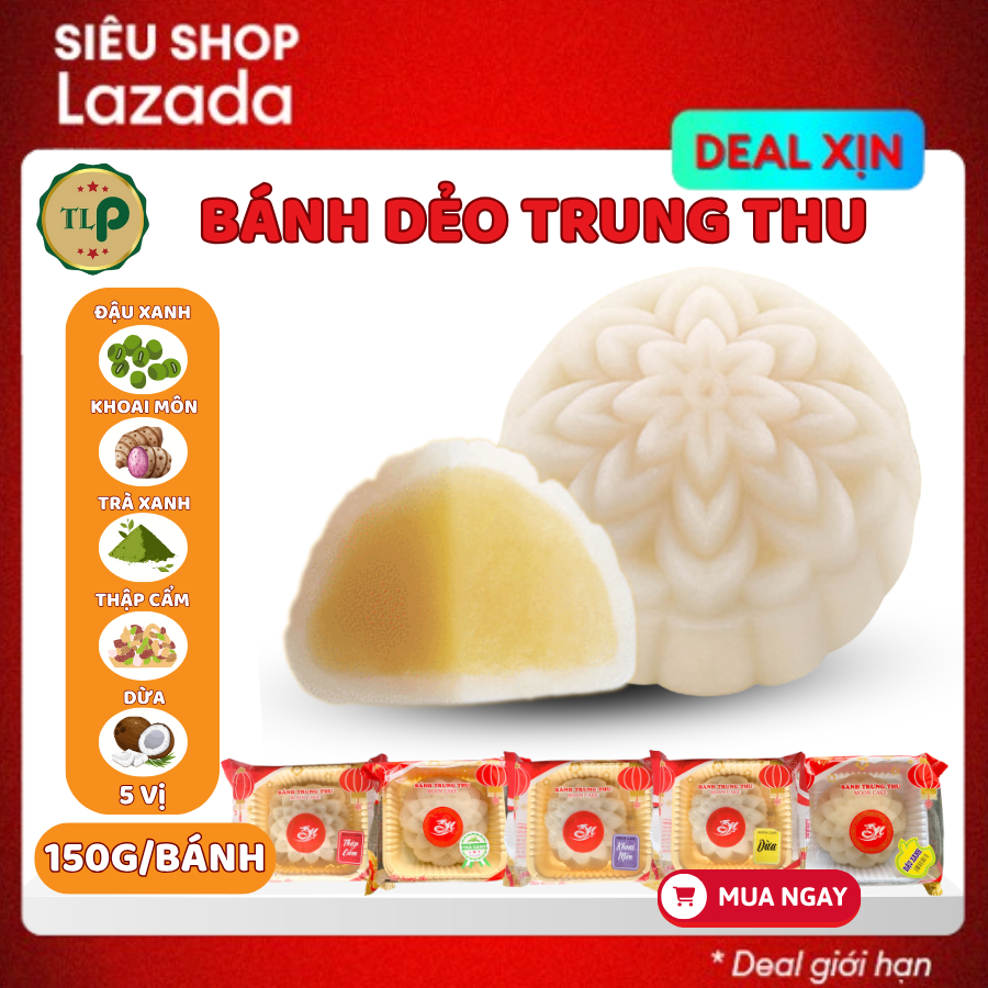 Combo 5 Bánh Dẻo Trung Thu Truyền Thống 150g Không Trứng 5 Bánh 5 Vị Khác Nhau (Thập Cẩm, Đậu Xanh, Khoai Môn, Dừa, Trà Xanh)