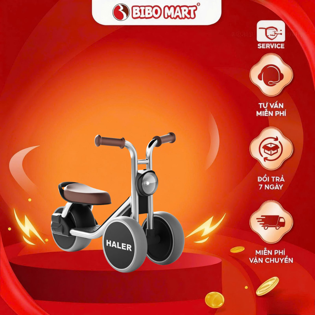 Xe Chòi Chân Cao Cấp Có Đèn Thiết Kế 3 Bánh An Toàn, Bánh Rộng Chống Trơn Trượt Cho Bé - BiBoMart