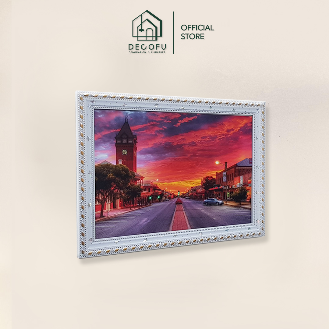 Khung ảnh A4 decofu, khung bằng khen viền trắng sao 21x30