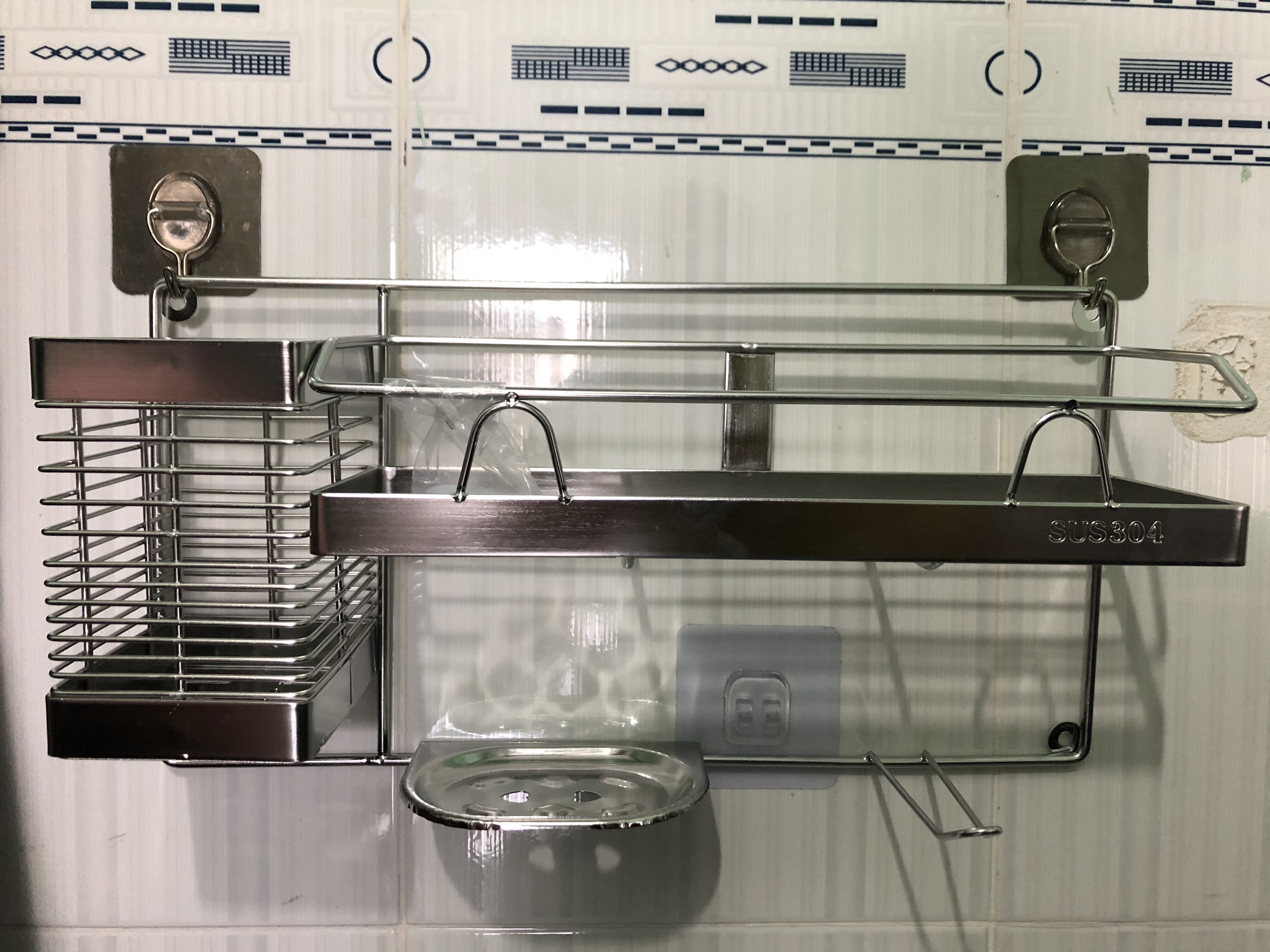 Kệ dao 2 thớt Inox 304 đặc toàn bộ giá tốt 23cm(r) x 32cm(cao), kệ đơn để thêm vung 20x23cm Hcm
