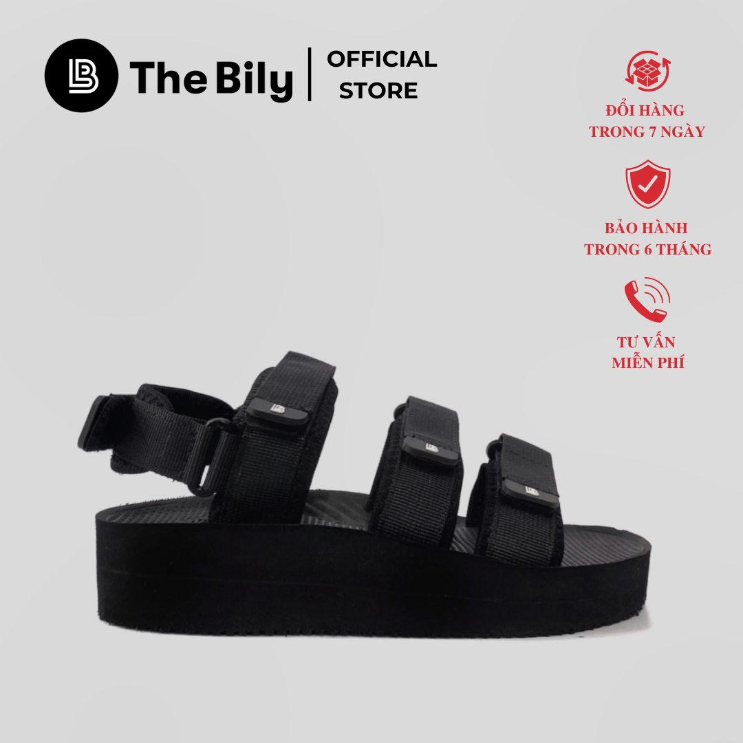 Giày sandal nữ the bily 3 quai ngang dây dù đế eva siêu êm nhẹ cao 3cm - bl04w