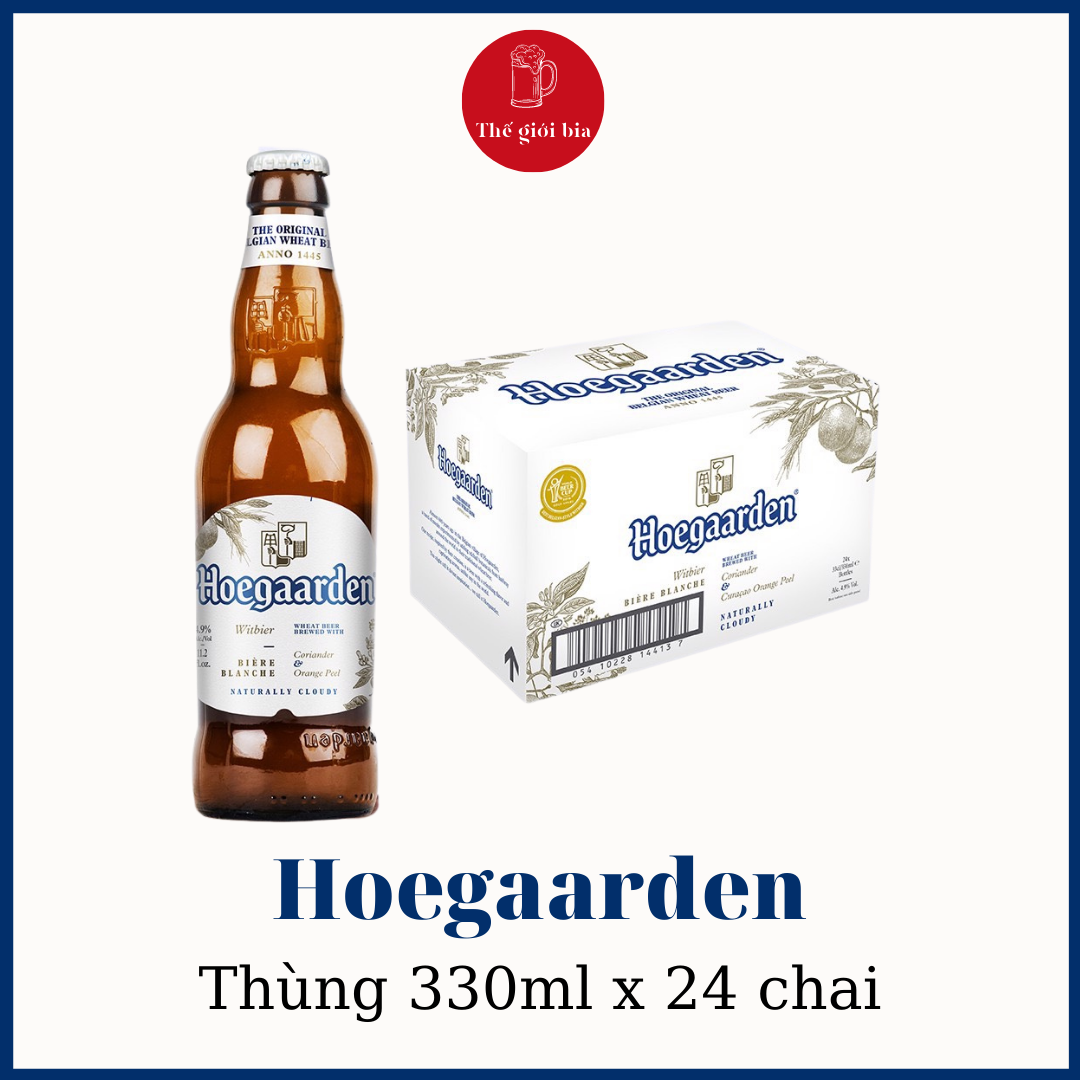 Thùng bia Hoegaarden White 330ml x 24 chai Chính hãng