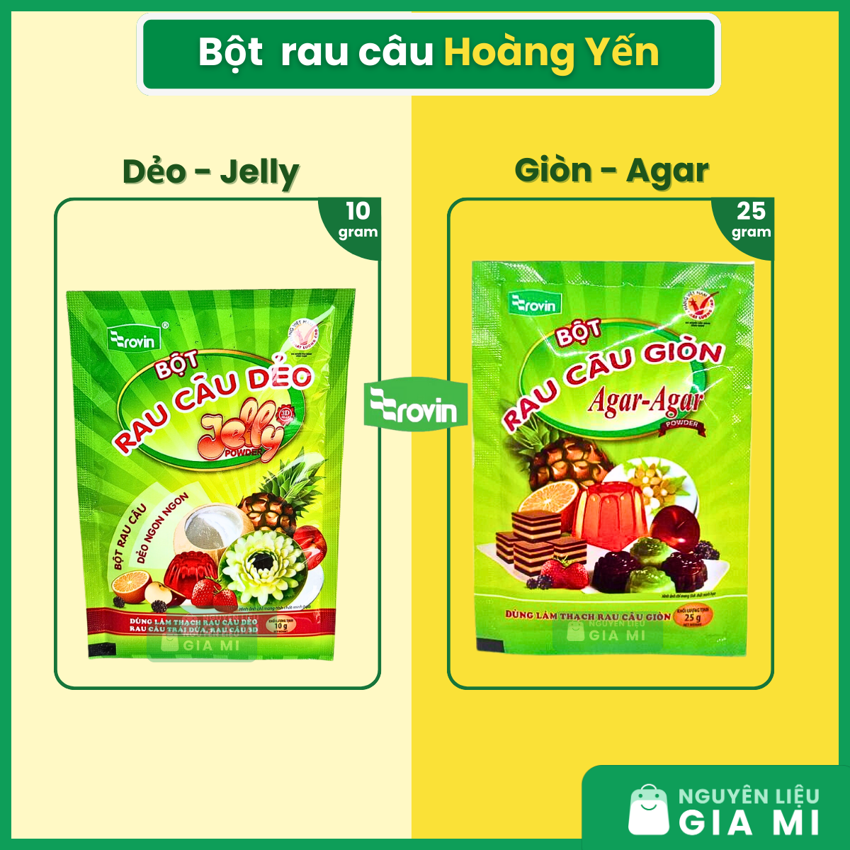 Bột rau câu Dẻo & Bột rau câu Giòn Hoàng Yến