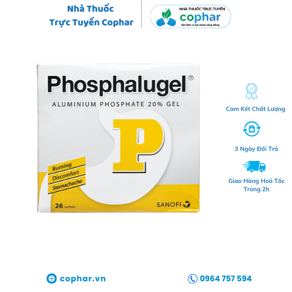Gói dạ dày chữ P Phosphalugel 20% hộp 26 gói