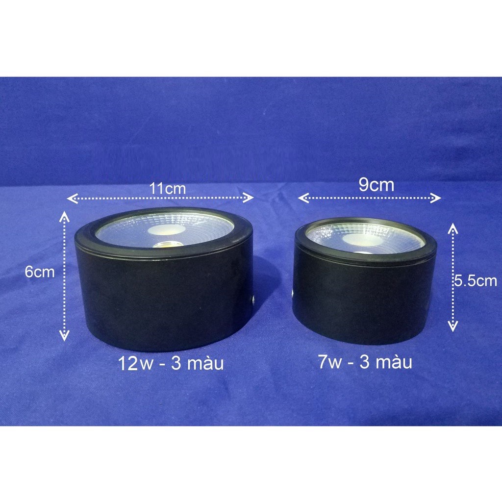 Đèn led ống bơ, đèn bơ lùn 7w, 12w - 3 chế độ màu