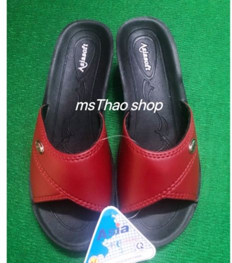Dép quai ngang bà già cao dw78 đỏ cao 5cm