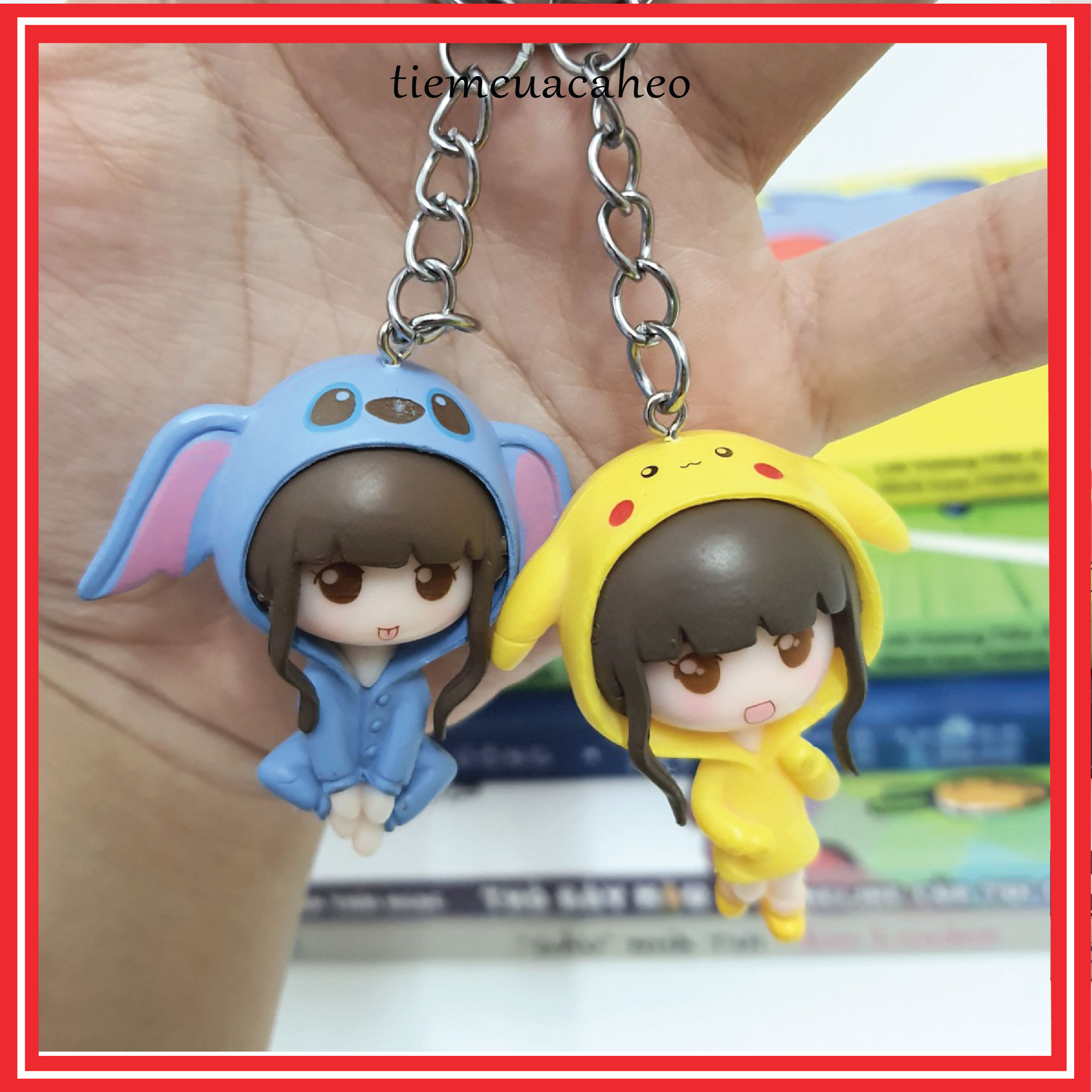 Móc khóa Bé Gái Totoro, Stitch, Picachu, Gấu Pooh