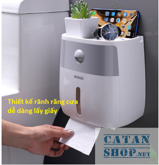 Hộp đựng Giấy Vệ Sinh ECOCO Cao Cấp 2 tầng Đa năng Sang trọng Tiện dụng Hộp giấy vệ sinh ecoco 2in1