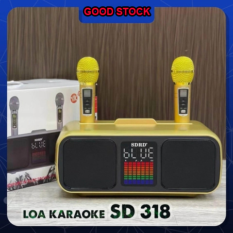 Loa karaoke bluetooth sd 318 loa hát karaoke hay kèm 2 micro không dây màn hình lcd, chỉnh eq, echo, vol trên micro, sạc pin micro ngay trên loa, đầy đủ kết nối aux, usb, tf card, loa xách tay du lịch cực chất