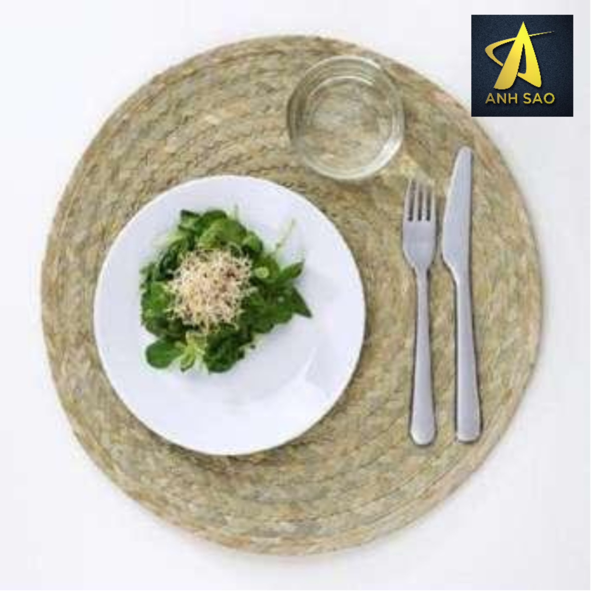 Phụ kiện bàn ăn Set 05 tấm đế lót bàn ăn tròn bằng lá buông dệt tay tinh xảo bằng lục bình Ánh Sao