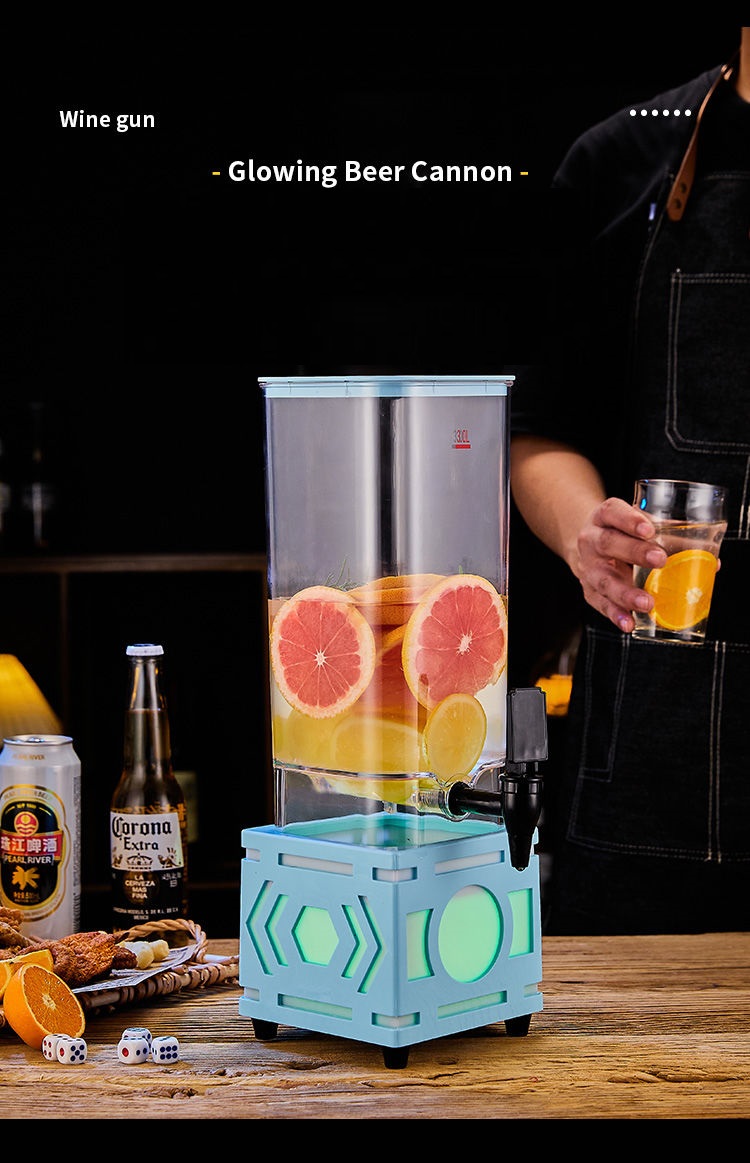 Bình đựng cocktail trà sữa 3 lít HC Vuông có vòi rót đèn led sạc pin 7 màu đựng cocktails, nước hoa quả, bia tươi, nước ngọt cho quán bar, nhà hàng, tiệm trà hình vuông kích thước 14 x 14 x cao 43 cm thương hiệu HC Beer Tower