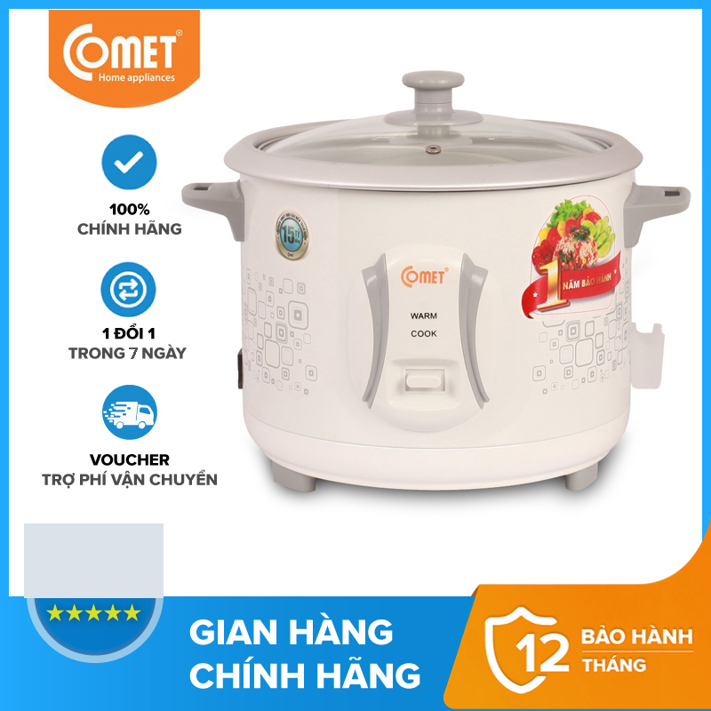 NỒI CƠM ĐIỆN NẮP RỜI COMET CM8021 DUNG TÍCH 1.8 LÍT CÔNG SUẤT 700W, Nồi cơm điện Comet CM8021 này có lòng nồi nhôm cao cấp, siêu bền, dễ dàng chùi rửa. - Nồi cơm điện CM8021 được thiết kế kín hơi,giữ nóng lâu.