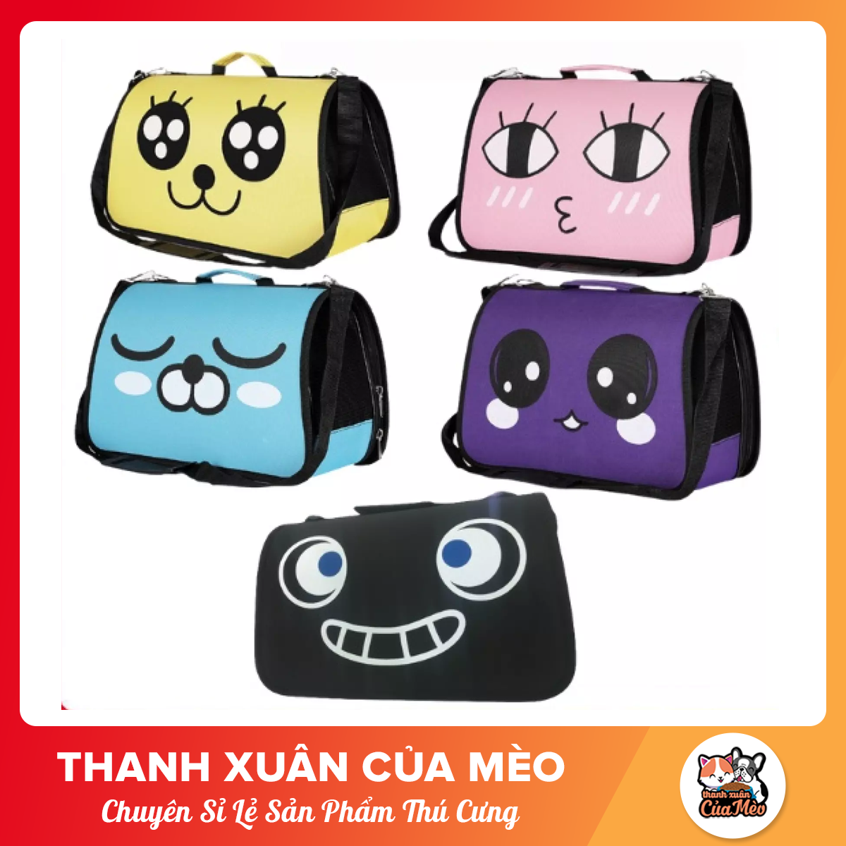 Túi Vận Chuyển Cho Cún Và Mèo hình cảm xúc - 3 Size