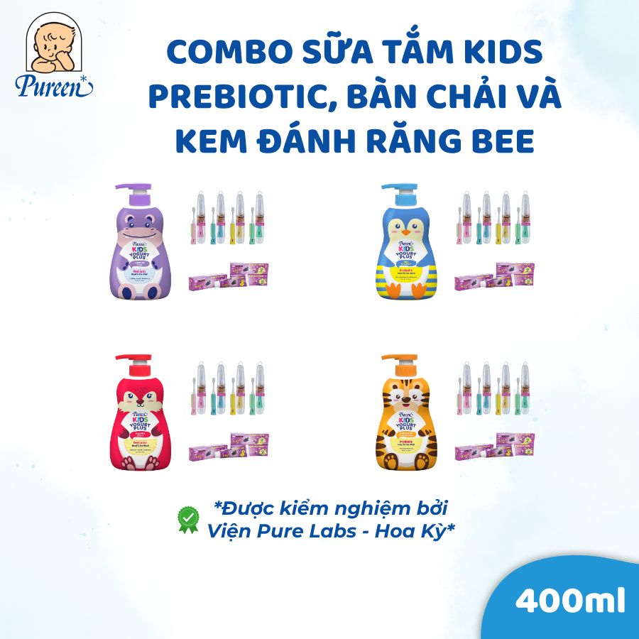 [COMBO] Sữa tắm gội toàn thân + Bàn chải và Kem đánh răng Bee