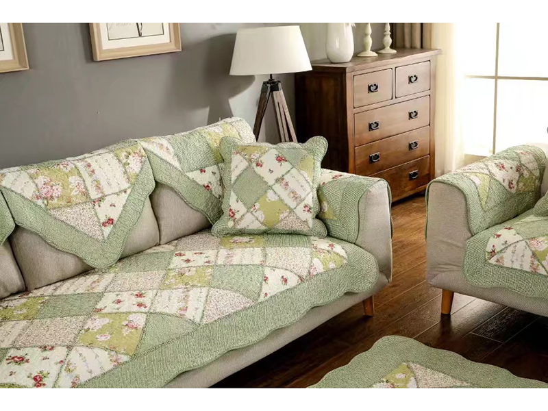Thảm sofa 100% cotton mặt dưới hạt chống trượt - xanh
