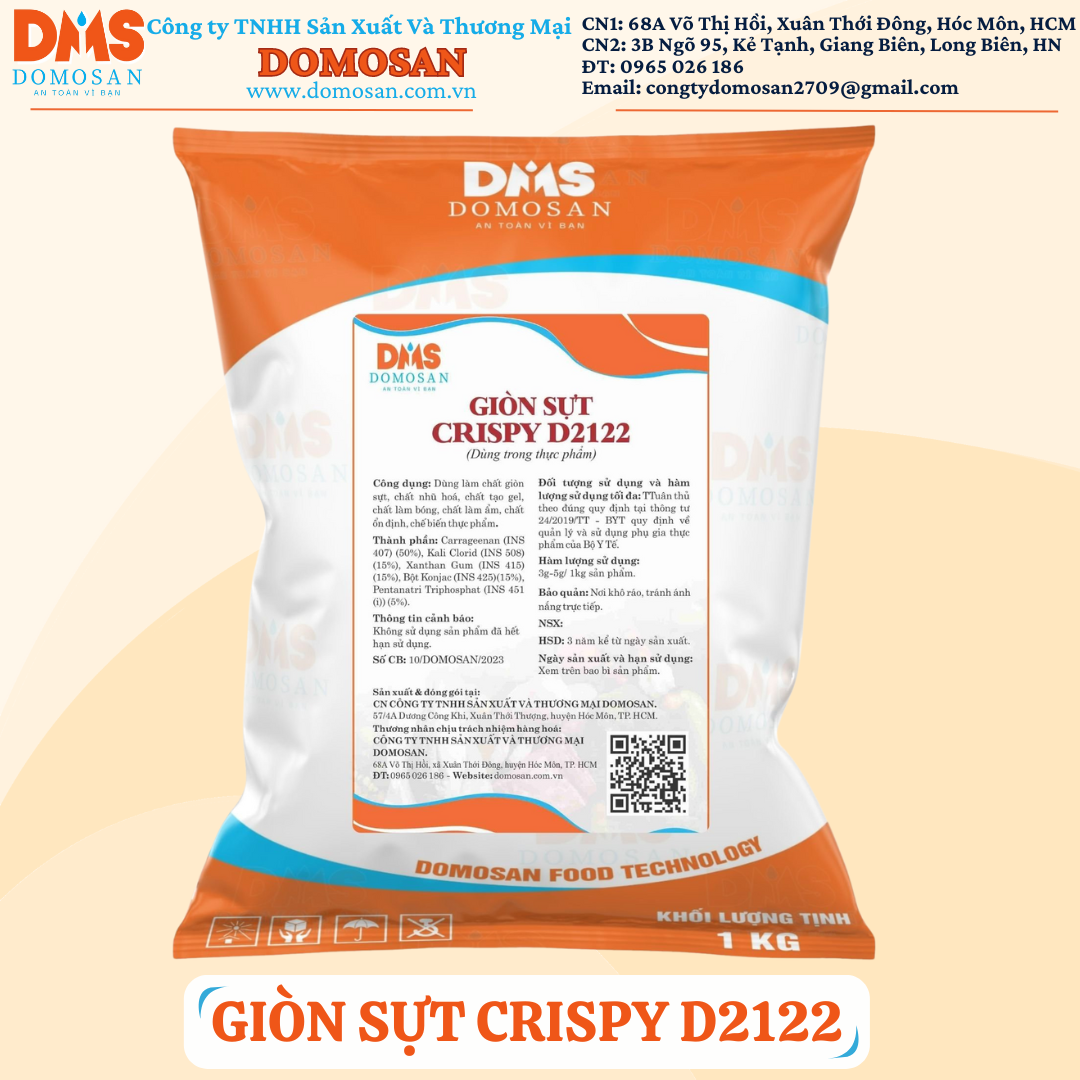 [HCM]GIÒN SỰT CRISPY D2122 PHỤ GIA TẠO ĐỘ GIÒN SẦN SẬT CHO CHẢ LỤA