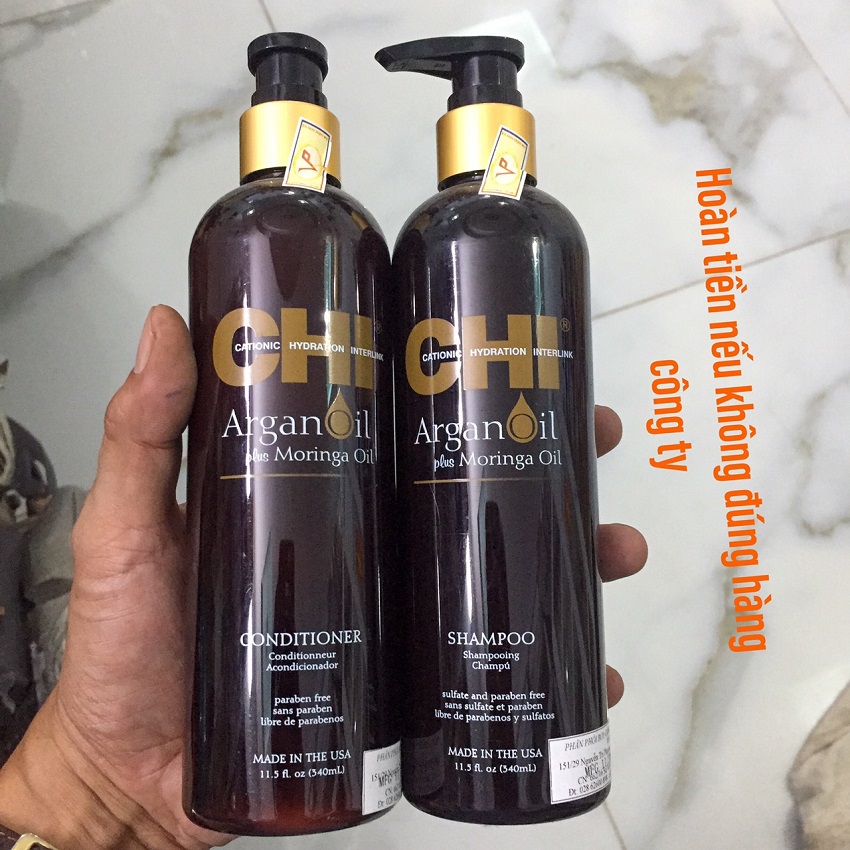 [HCM]Bộ dầu gội xả CHI Argan Oil Plus Moringa Mỹ giữ ẩm siêu mềm mượt 340ml