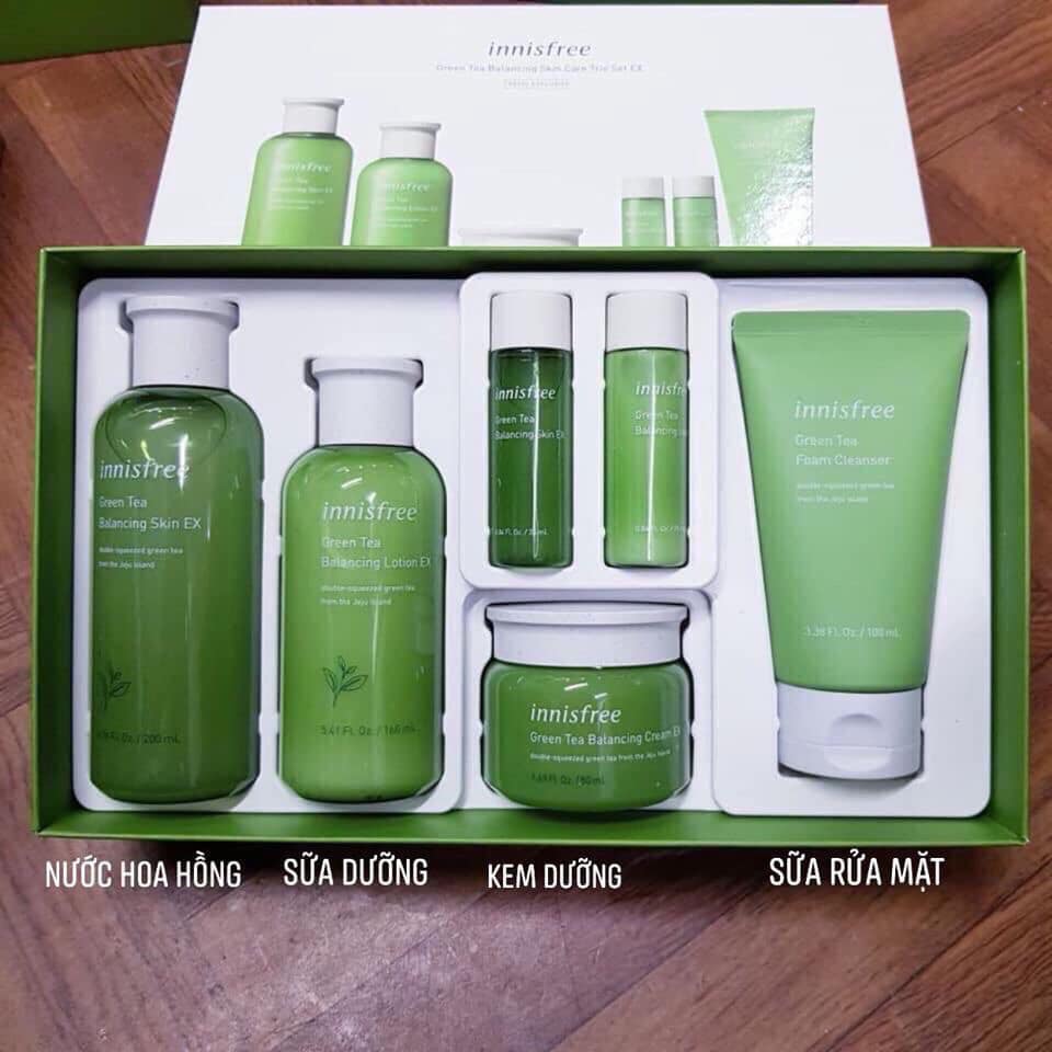 [6 Item] Bộ Dưỡng Trà Xanh Phục Hồi Da Mụn Innisfree Green Tea Balancing Skin Care Trio Set EX