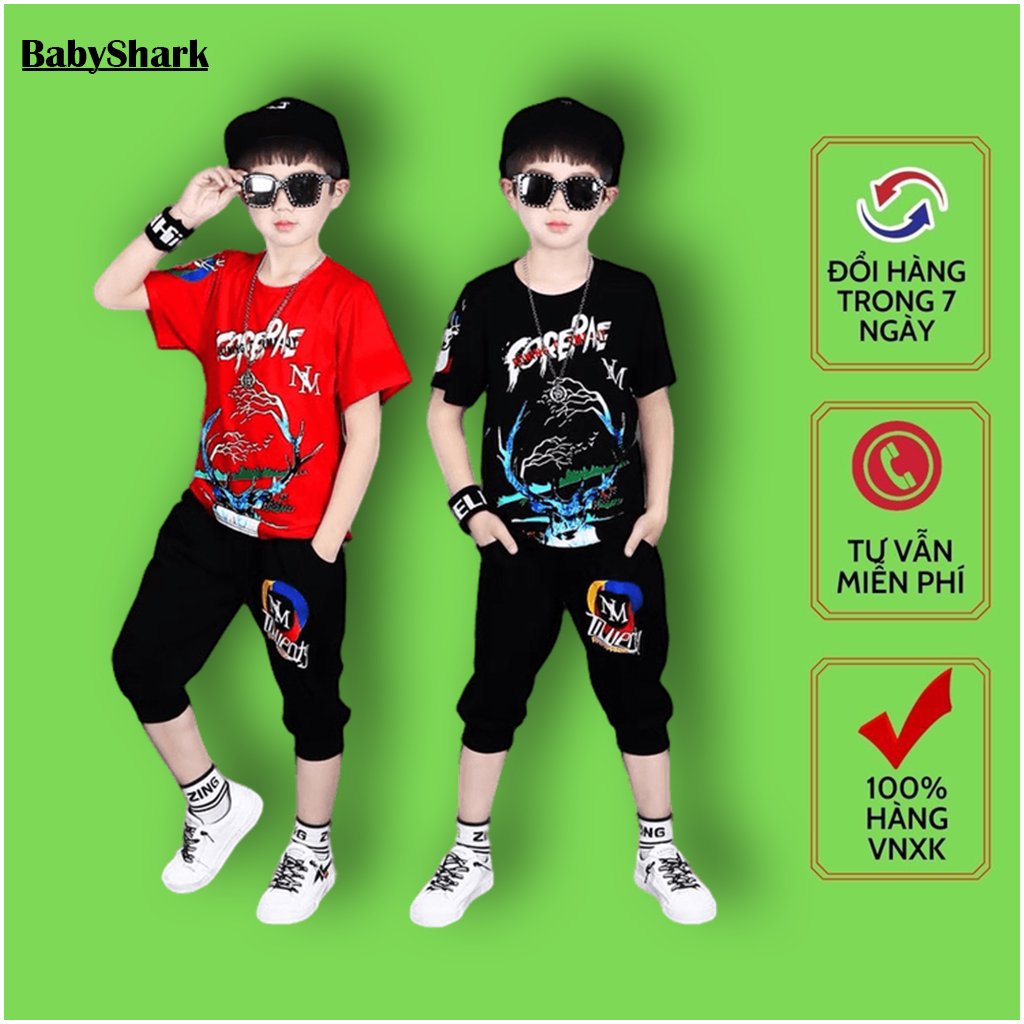 [HCM]Bộ Quần Áo Bé Trai mùa hè (68-67) - Thời trang trẻ em Babyshark - nguyên Set đồ Bé Trai cá tính 3A