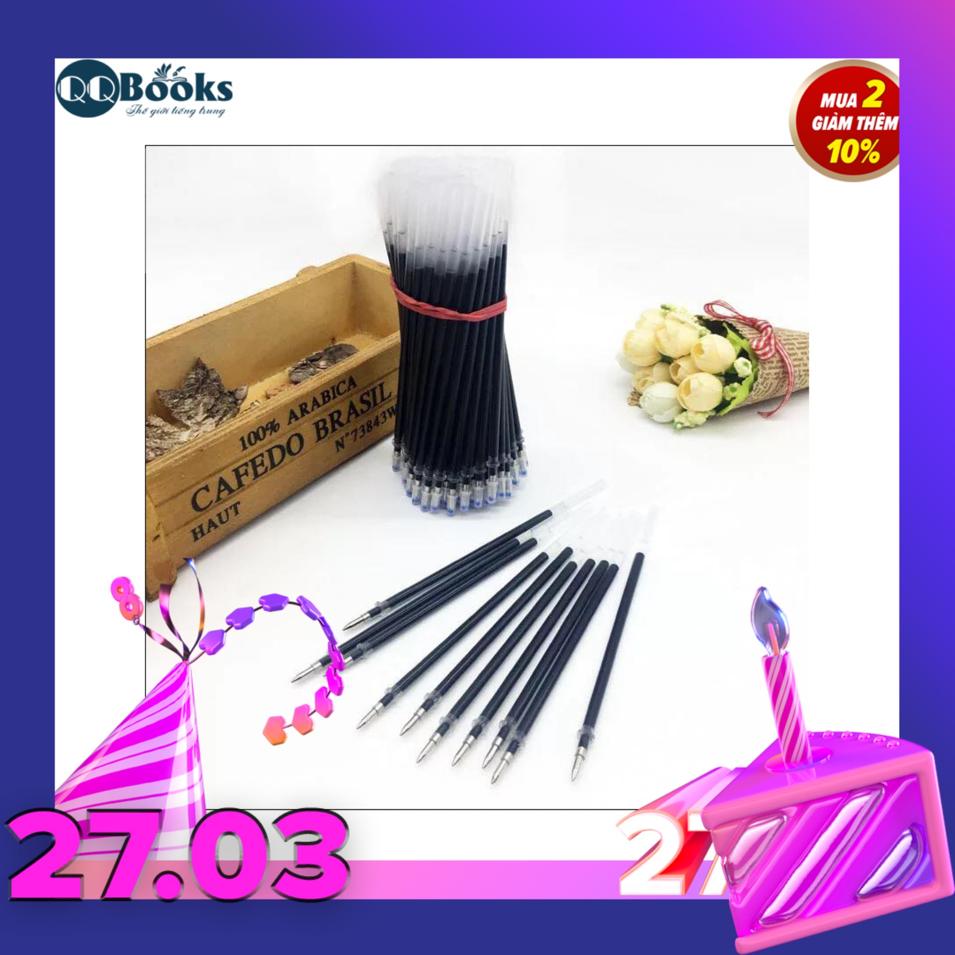 GÓI x20 ngòi mực bay màu - Luyện viết tiếng trung, chữ hán, anh, nhật, hàn, việt