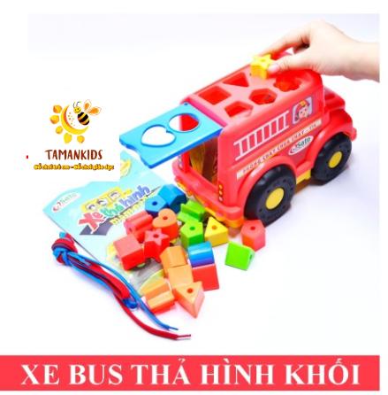 Xe thả hình cứu hỏa sato hàng việt nam giúp bé phân biệt hình khối