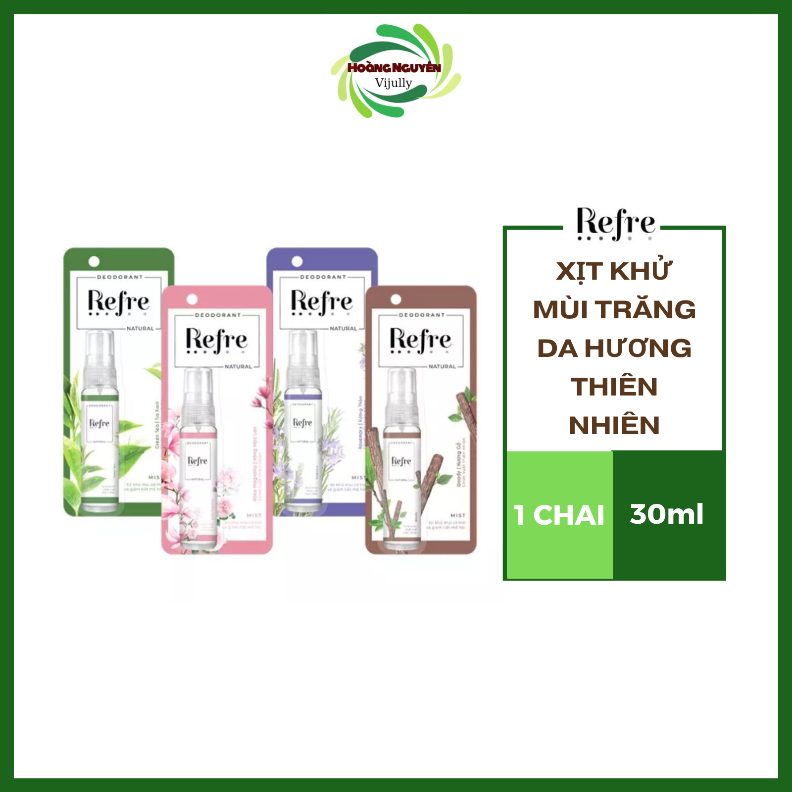 Xịt khử mùi chiết xuất thiên nhiên Refre Whitening Natural 30ml